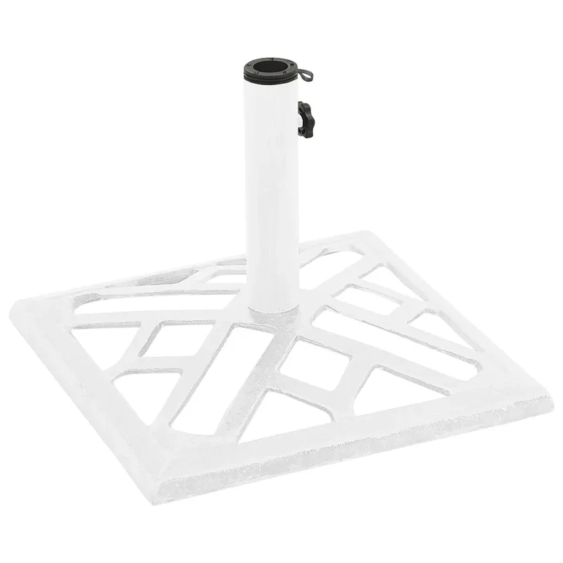 Socle de parasol robuste pour extérieur jardin 44 x 44 x 31 cm en fonte blanc 02_0046550