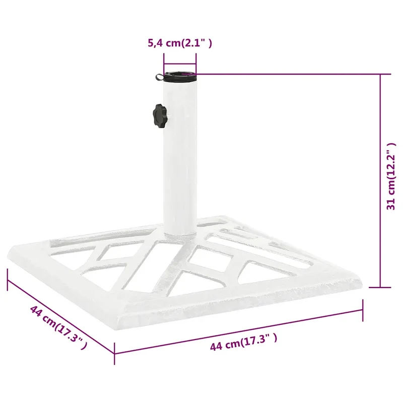 Socle de parasol robuste pour extérieur jardin 44 x 44 x 31 cm en fonte blanc 02_0046550