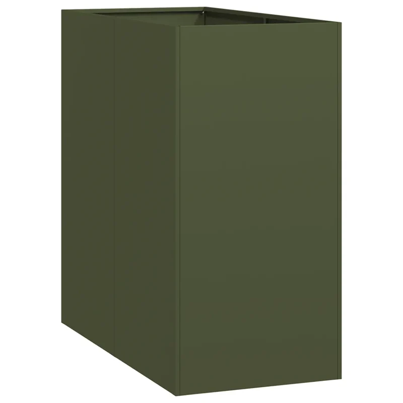 Jardinière moderne pour jardin terrasse 40 x 80 x 80 cm avec fond ouvert design élégant en acier vert olive 02_0051559