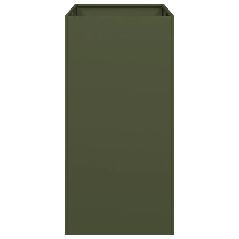 Jardinière moderne pour jardin terrasse 40 x 80 x 80 cm avec fond ouvert design élégant en acier vert olive 02_0051559