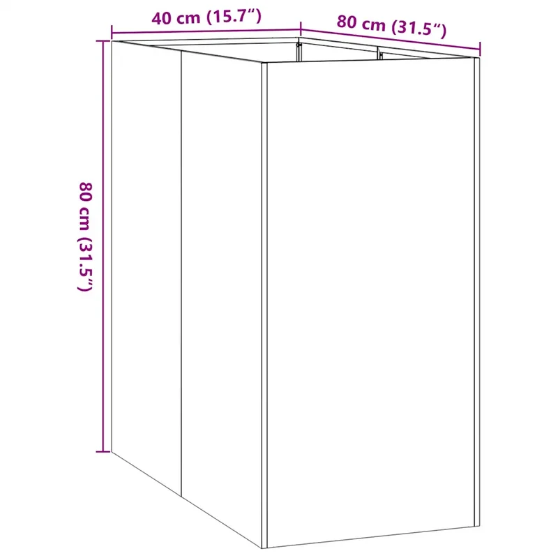 Jardinière moderne pour jardin terrasse 40 x 80 x 80 cm avec fond ouvert design élégant en acier vert olive 02_0051559