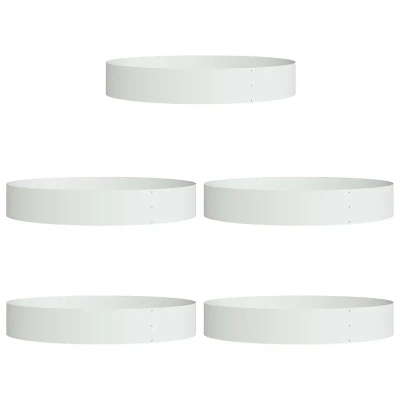 Lot de 5 anneaux de jardinière modernes 120 x 120 x 20 cm style contemporain extérieur en acier blanc 02_0052268