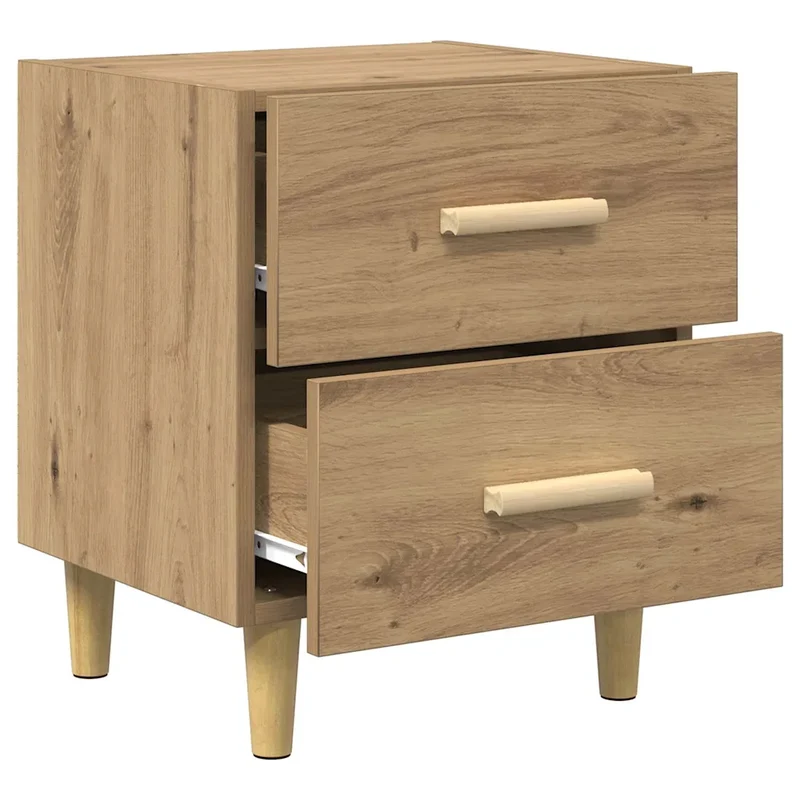 Armoire de lit en bois d'ingénierie fonctionnelle avec 2 tiroirs moderne 40 x 35 x 47 cm en chêne artisanal 02_0052678