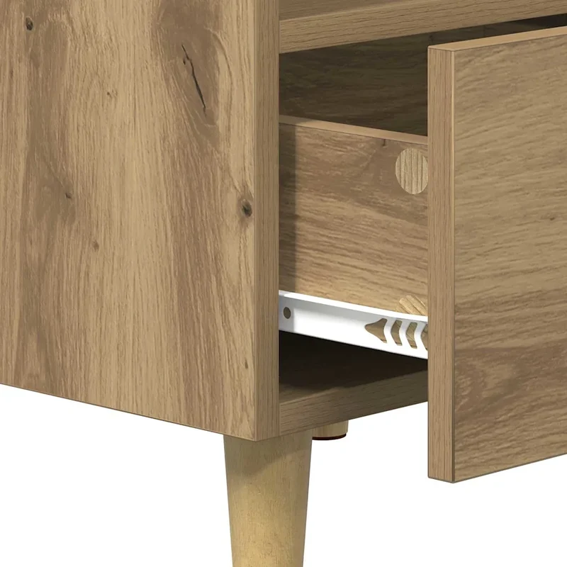 Armoire de lit en bois d'ingénierie fonctionnelle avec 2 tiroirs moderne 40 x 35 x 47 cm en chêne artisanal 02_0052678