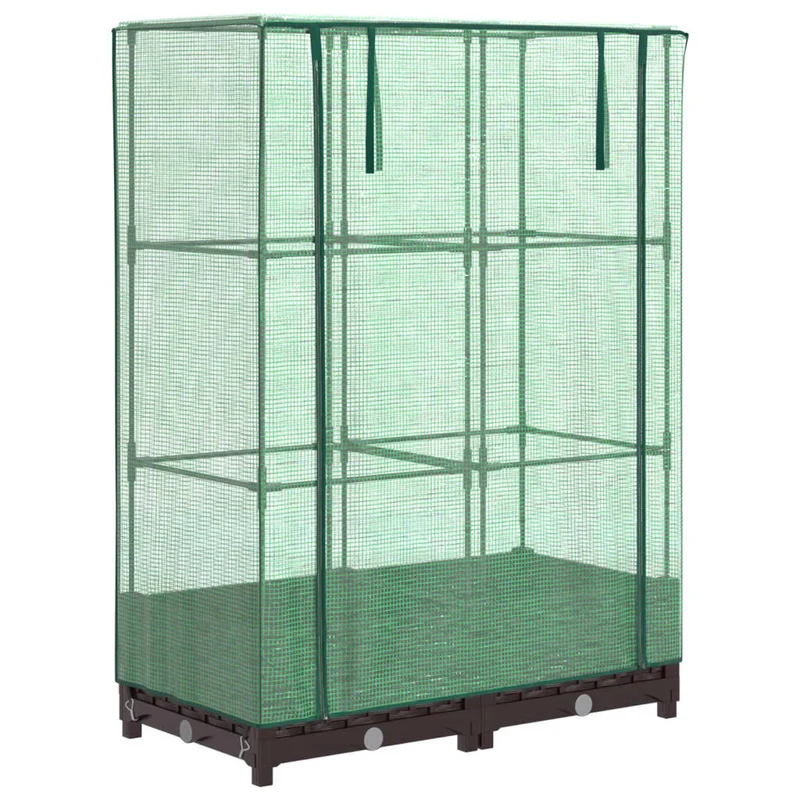 Jardinière bac lit surélevé plantes fleurs terrasse jardin surélevée avec housse aspect rotin 80 x 40 x 123 cm Marron 02_0038782