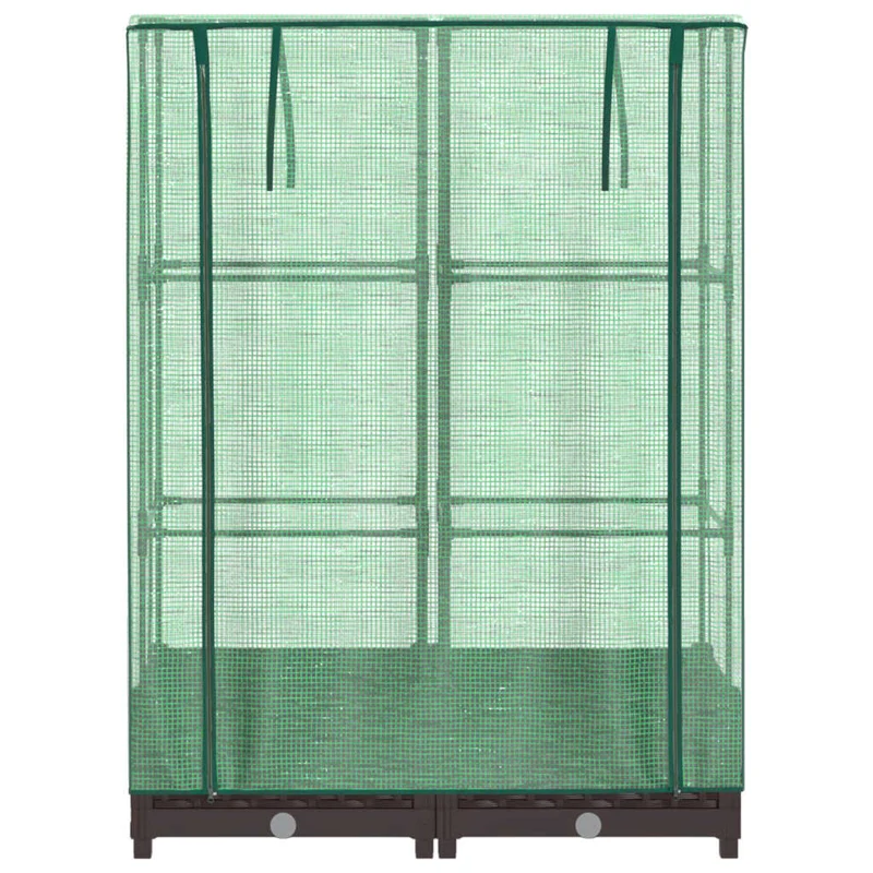 Jardinière bac lit surélevé plantes fleurs terrasse jardin surélevée avec housse aspect rotin 80 x 40 x 123 cm Marron 02_0038782