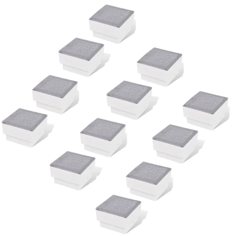 Lot de 12 lampes LED enterrées 100 x 100 x 68 mm éclairage extérieur jardin étanche en polycarbonate noir 02_0046359