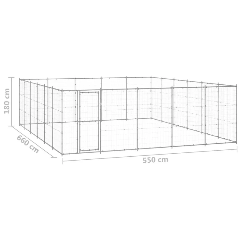 Chenil extérieur cage enclos parc animaux chien extérieur acier galvanisé 36,3 m² 02_0000421