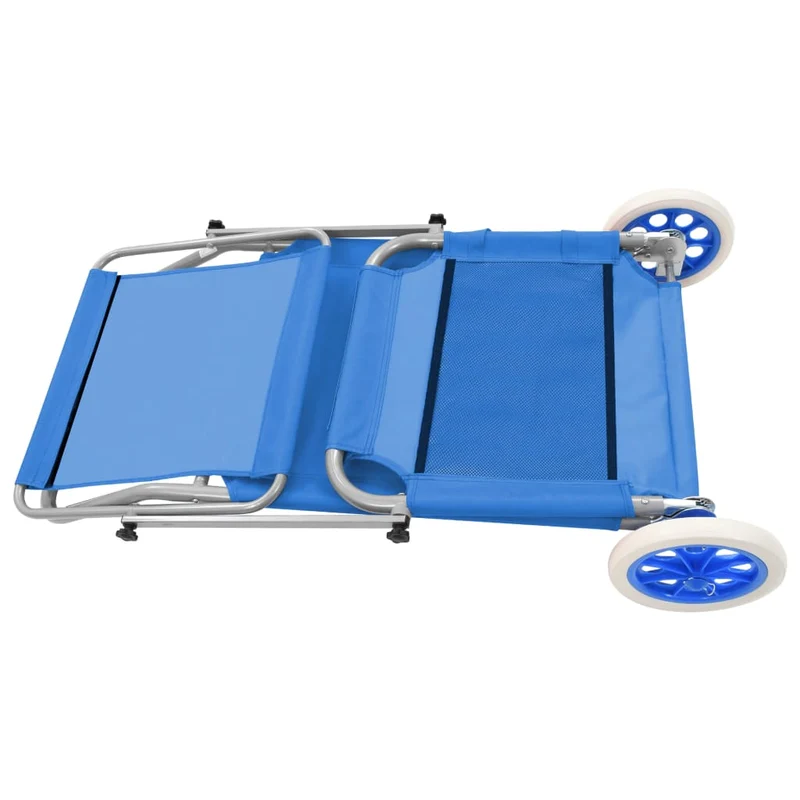 Transat chaise longue bain de soleil lit de jardin terrasse meuble d'extérieur pliable avec auvent et roues acier bleu 02_0012823
