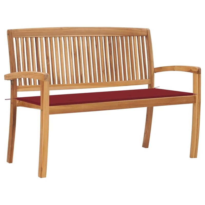 Banc de jardin meuble de patio d'extérieur terrasse empilable et coussin 128,5 cm bois de teck massif 02_0011672