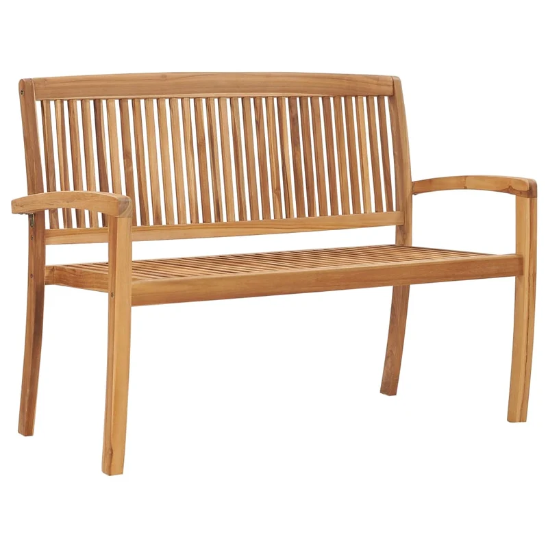 Banc de jardin meuble de patio d'extérieur terrasse empilable et coussin 128,5 cm bois de teck massif 02_0011672