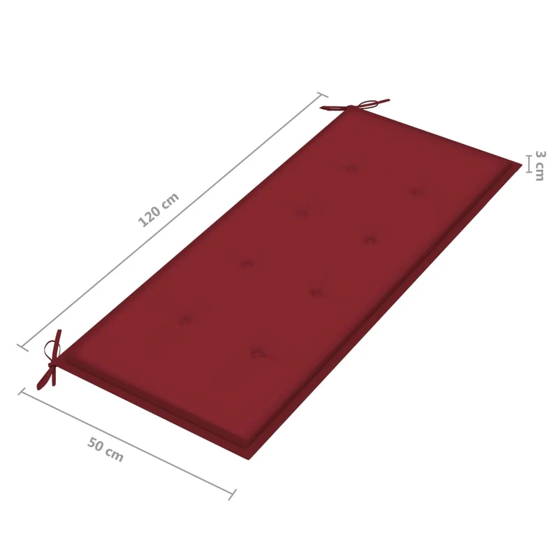 Banc de jardin meuble de patio d'extérieur terrasse empilable et coussin 128,5 cm bois de teck massif 02_0011672