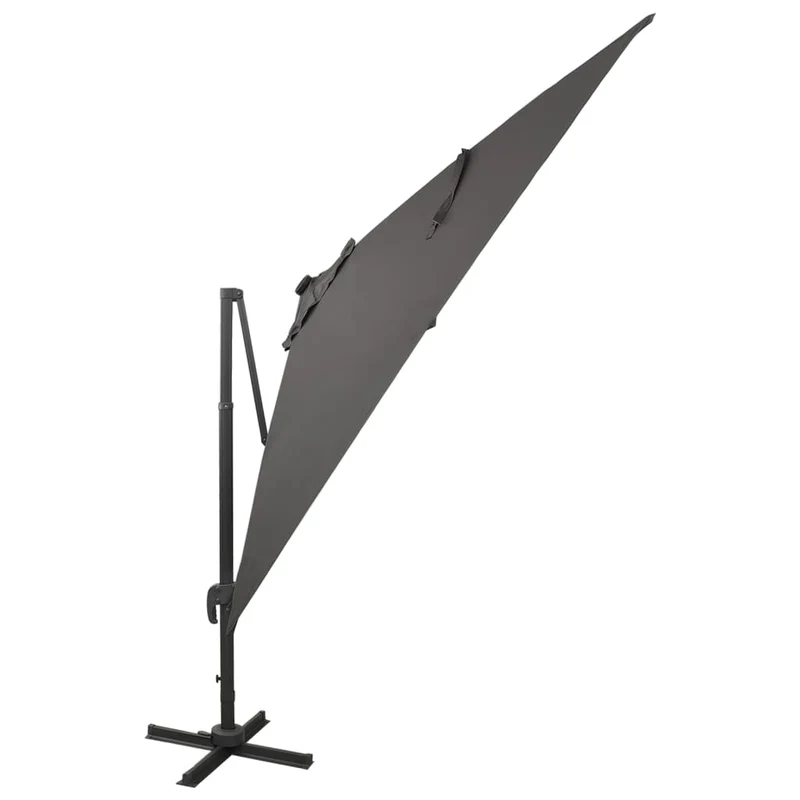 Parasol meuble de jardin déporté avec mât et lumières led 300 cm anthracite 02_0008517