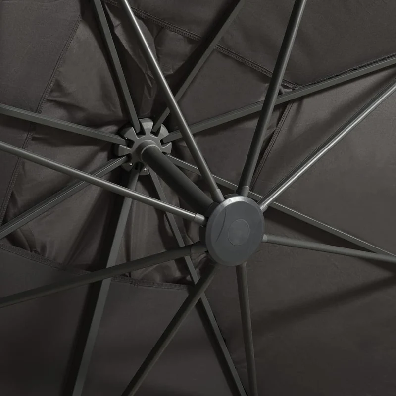 Parasol meuble de jardin déporté avec mât et lumières led 300 cm anthracite 02_0008517