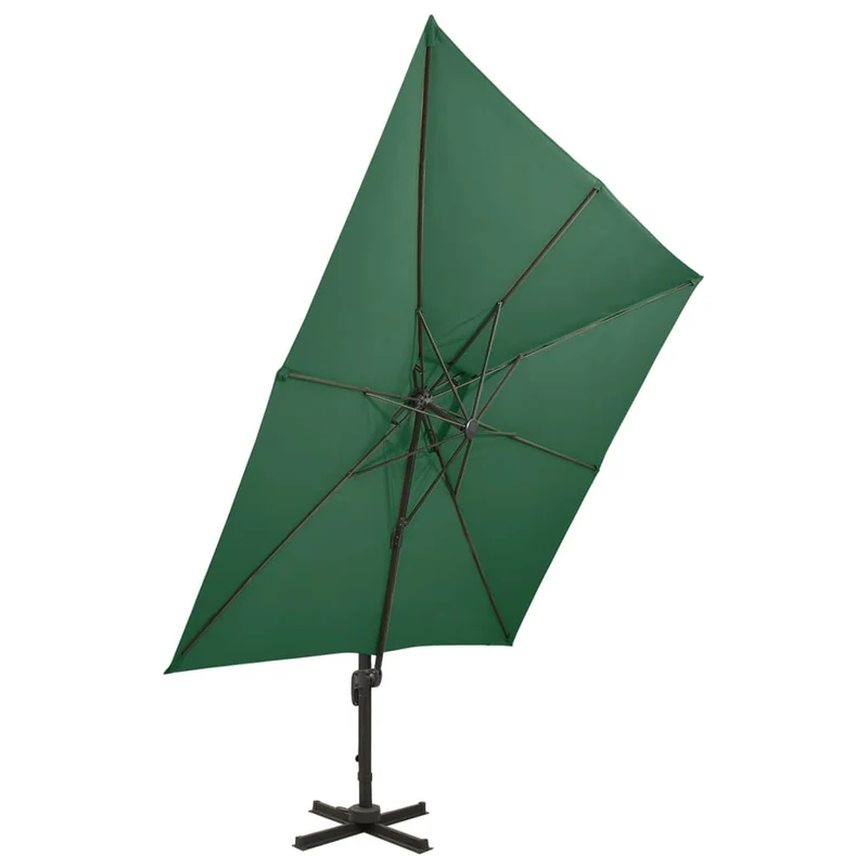 Parasol d'extérieur déporté à double toit 300 x 300 cm vert 02_0008563