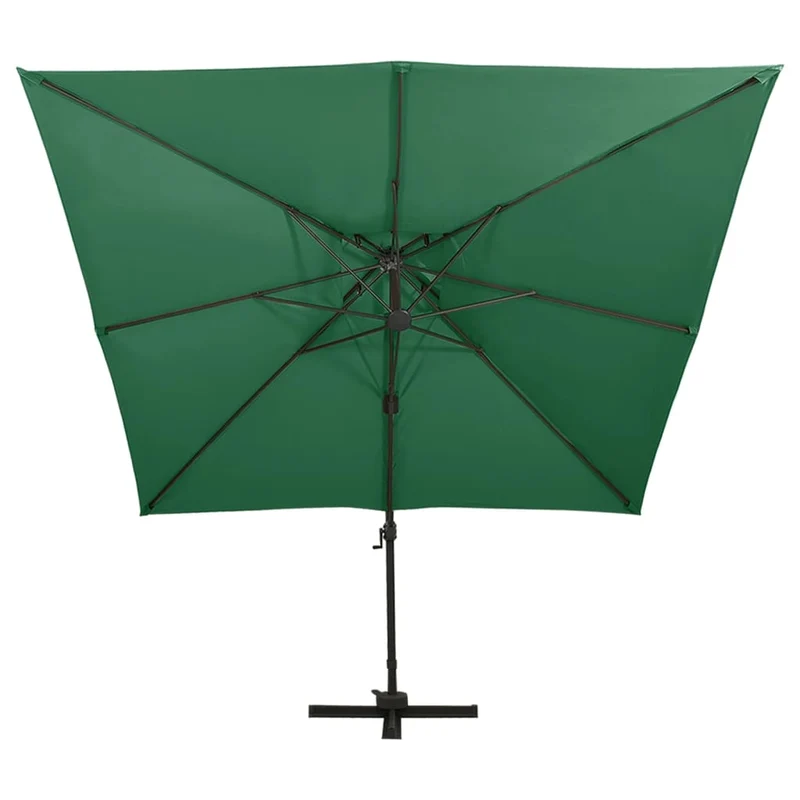 Parasol d'extérieur déporté à double toit 300 x 300 cm vert 02_0008563