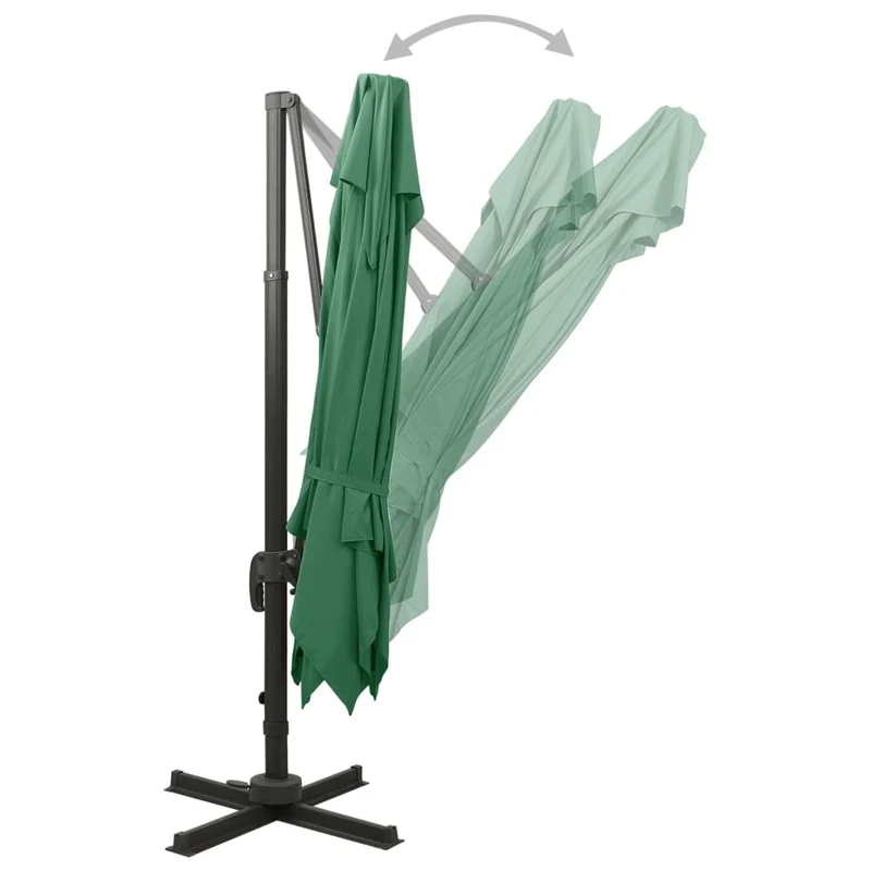 Parasol d'extérieur déporté à double toit 300 x 300 cm vert 02_0008563