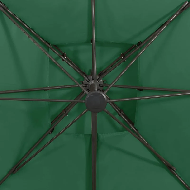 Parasol d'extérieur déporté à double toit 300 x 300 cm vert 02_0008563