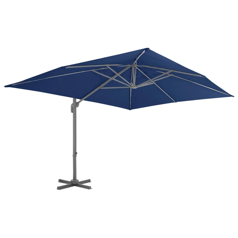 Parasol déporté avec mât en aluminium 4 x 3 m bleu azuré 02_0008485
