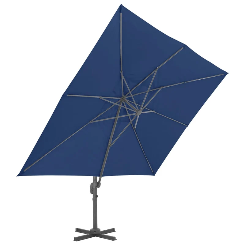 Parasol déporté avec mât en aluminium 4 x 3 m bleu azuré 02_0008485