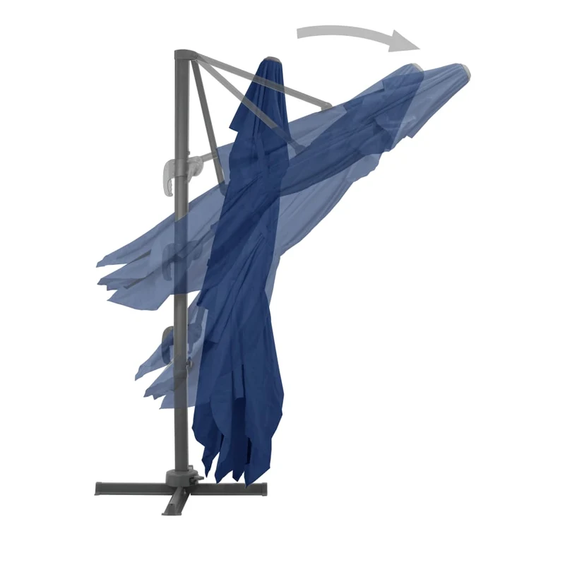 Parasol déporté avec mât en aluminium 4 x 3 m bleu azuré 02_0008485