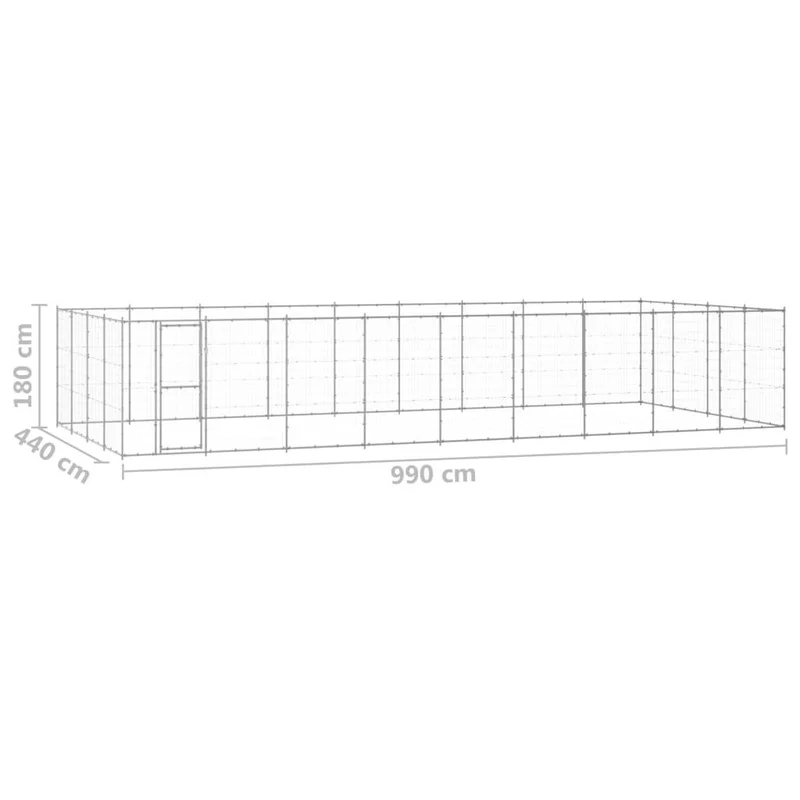 Chenil extérieur cage enclos parc animaux chien extérieur acier galvanisé 43,56 m² 02_0000423
