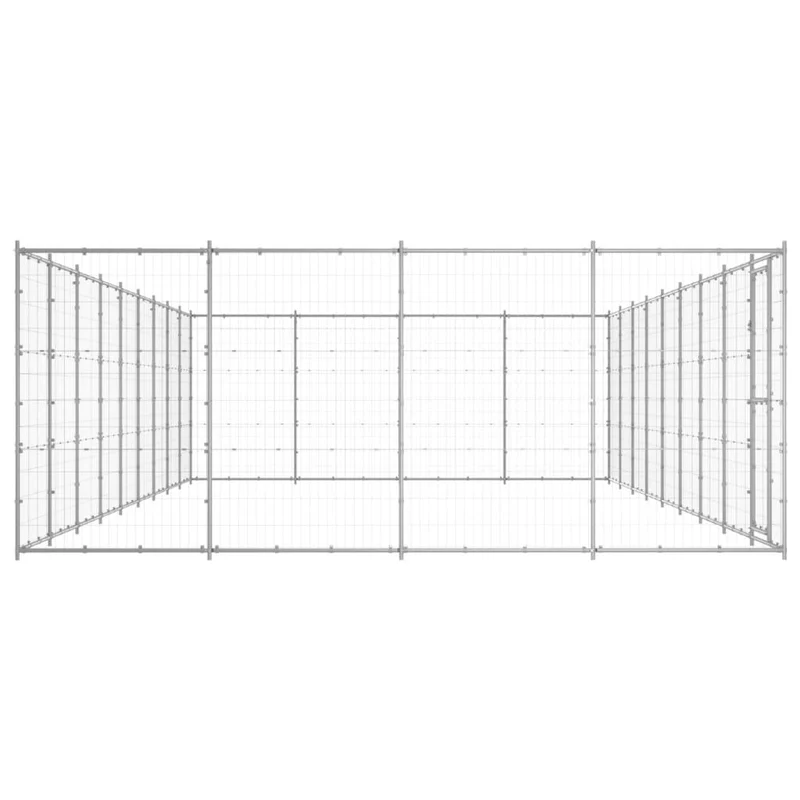 Chenil extérieur cage enclos parc animaux chien extérieur acier galvanisé 43,56 m² 02_0000423