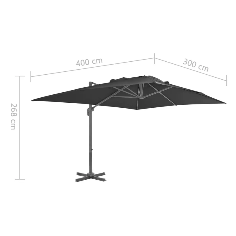 Parasol meuble de jardin en porte-à-fau x mât en aluminium 400 x 300 cm anthracite 02_0008644