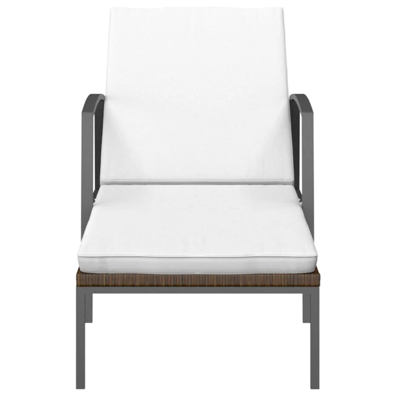 Transat chaise longue bain de soleil lit de jardin terrasse meuble d'extérieur avec coussin résine tressée marron 02_0012519