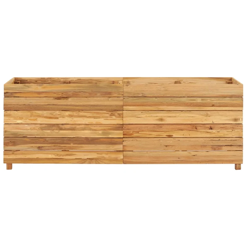 Jardinière lit surélevé plantes fleurs jardin 150 x 40 x 55 cm bois de teck recyclé et acier 02_0000913