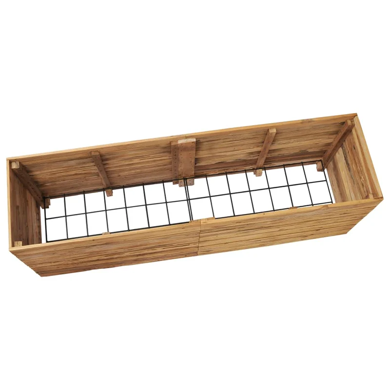 Jardinière lit surélevé plantes fleurs jardin 150 x 40 x 55 cm bois de teck recyclé et acier 02_0000913