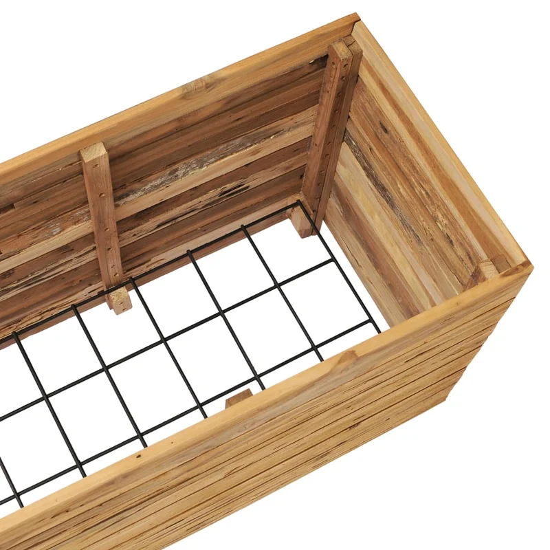 Jardinière lit surélevé plantes fleurs jardin 150 x 40 x 55 cm bois de teck recyclé et acier 02_0000913