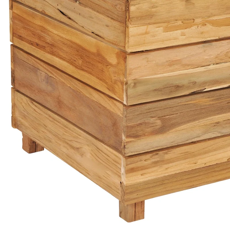 Jardinière lit surélevé plantes fleurs jardin 150 x 40 x 55 cm bois de teck recyclé et acier 02_0000913