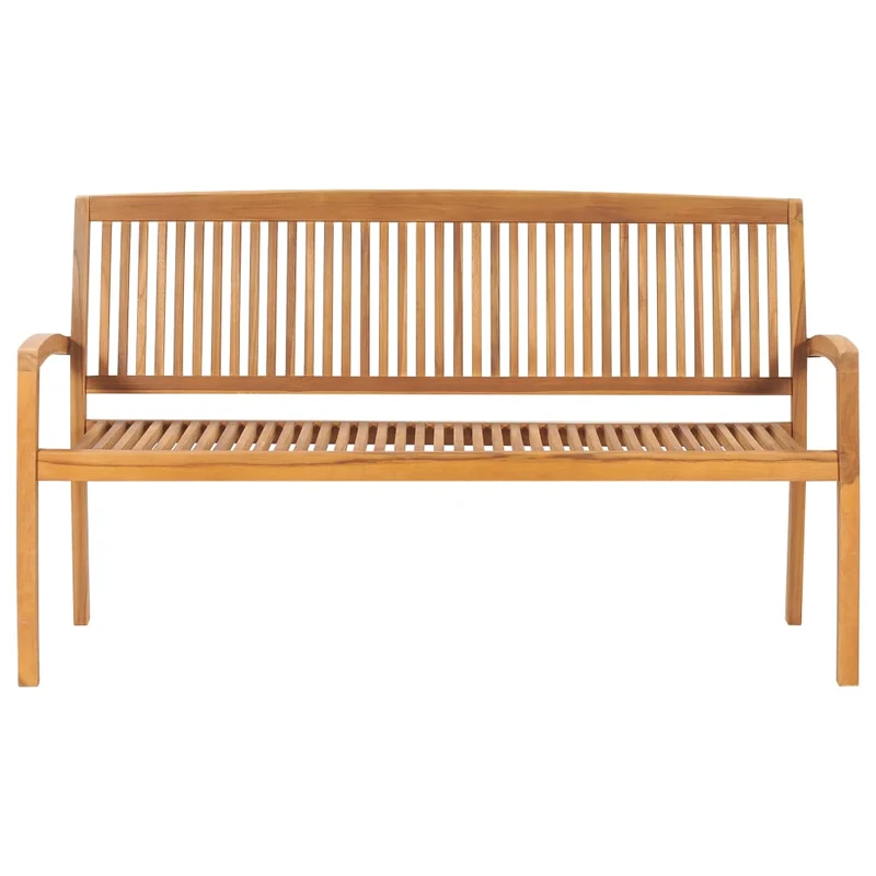 Banc de jardin meuble de patio d'extérieur terrasse empilable et coussin 159 cm bois de teck massif 02_0011703