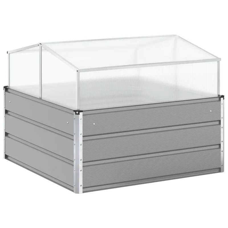 Jardinière design industrielle pour jardin 100 x 100 x 77 cm ambiance moderne en acier galvanisé gris clair 02_0059216