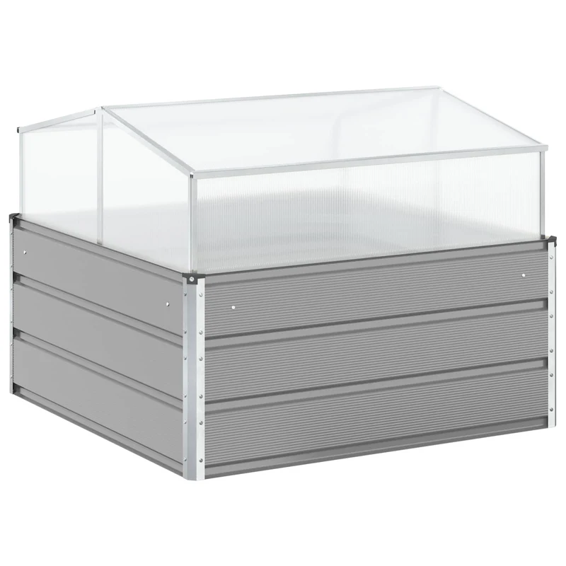 Jardinière design industrielle pour jardin 100 x 100 x 77 cm ambiance moderne en acier galvanisé gris clair 02_0059216