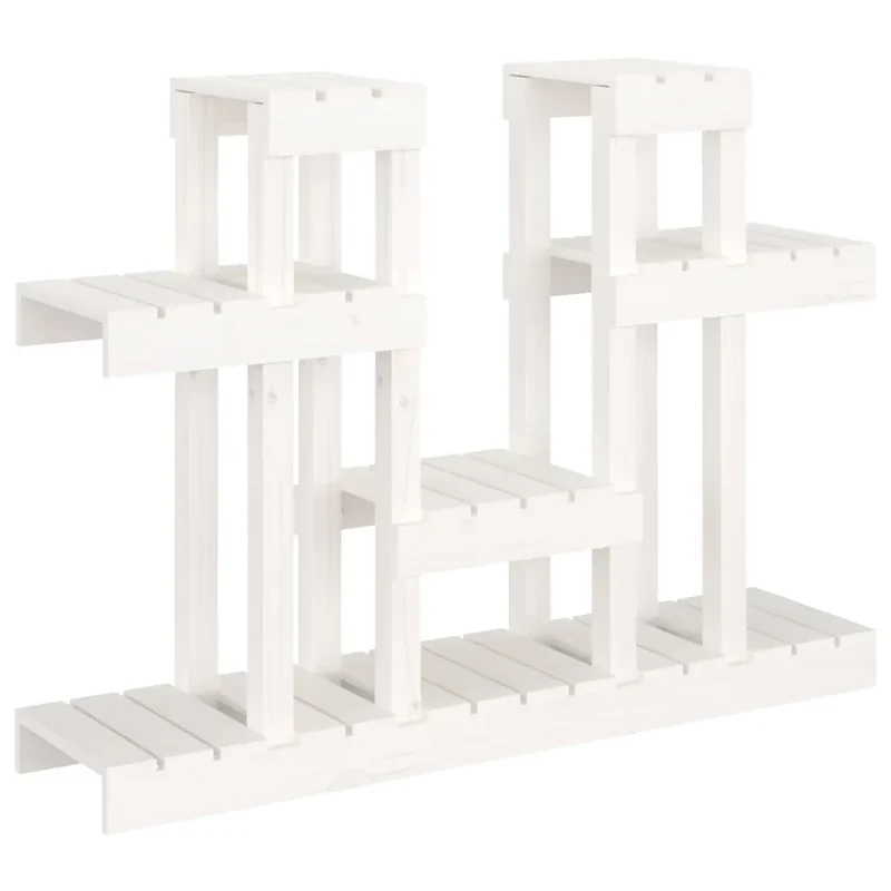 Support à plantes design rustique jardin 104,5 x 25 x 77,5 cm en bois massif blanc 02_0048470