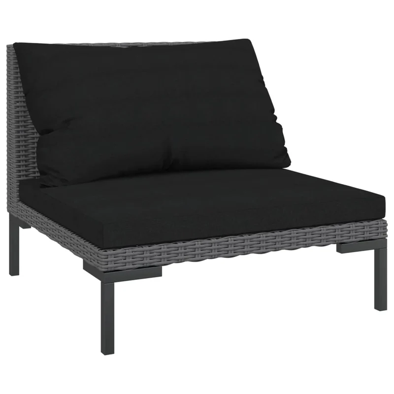 Salon de jardin meuble d'extérieur ensemble de mobilier 7 pièces avec coussins résine tressée gris foncé 02_0017287