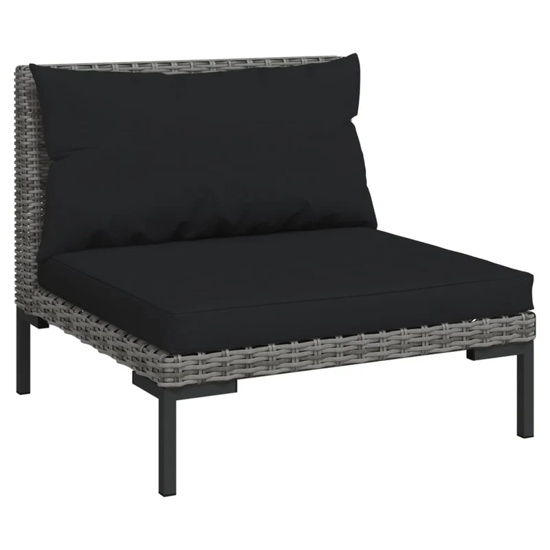 Salon de jardin meuble d'extérieur ensemble de mobilier 4 pièces avec coussins résine tressée gris foncé 02_0016185