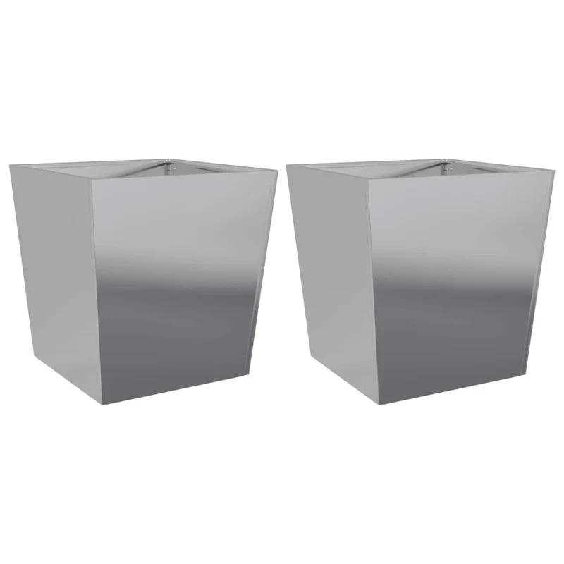 Jardinière bac lit surélevé plantes fleurs jardin terrasses lot de 2 50 x 50 x 50 cm acier galvanisé gris 02_0038992