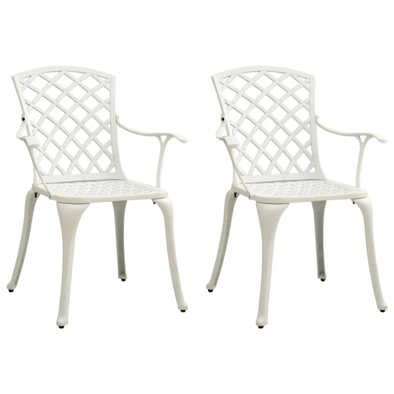 Ensemble de bistro jardin meuble extérieur terrasse 3 pièces aluminium coulé blanc 02_0013502
