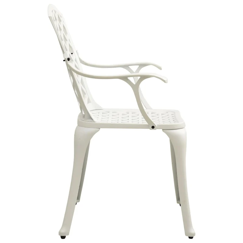 Ensemble de bistro jardin meuble extérieur terrasse 3 pièces aluminium coulé blanc 02_0013502