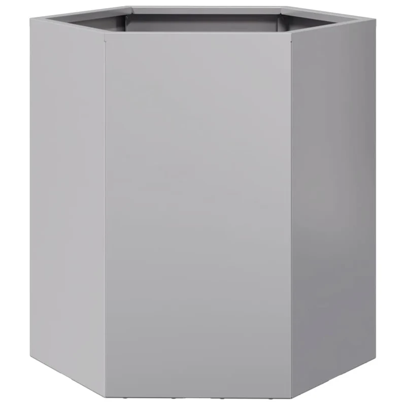 Jardinière bac lit surélevé plantes fleurs terrasse jardin hexagone 46 x 40 x 45 cm acier galvanisé Argent 02_0038646