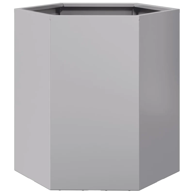 Jardinière bac lit surélevé plantes fleurs terrasse jardin hexagone 46 x 40 x 45 cm acier galvanisé Argent 02_0038646