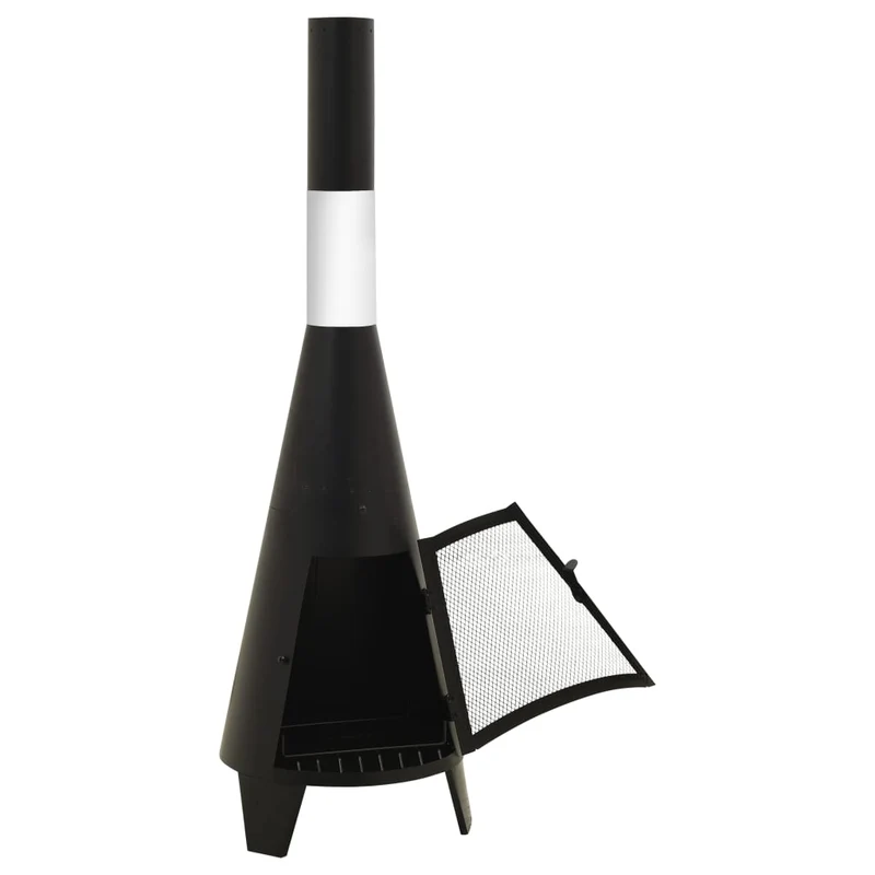 Poêle de jardin cheminée avec tisonnier 38 x 38 x 122 cm acier 02_0005955