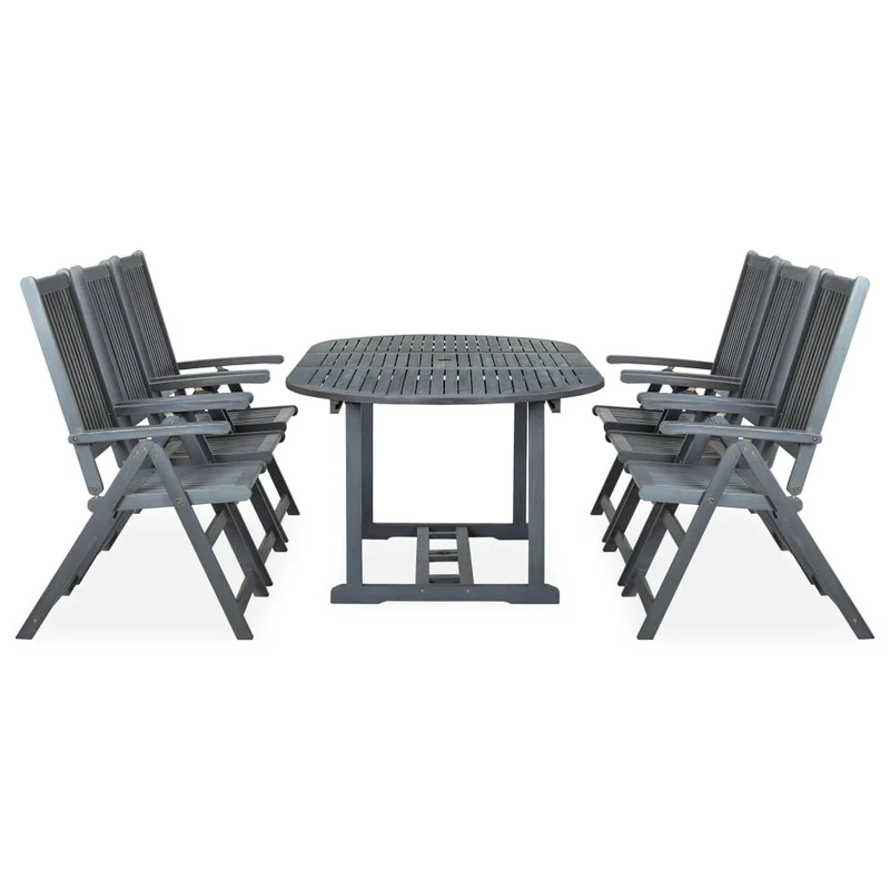 Mobilier à dîner d'extérieur 7 pièces en bois d'acacia solide gris 02_0014677