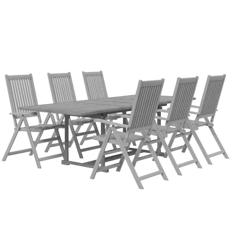 Ensemble de salle à manger de jardin meuble extérieur 7 pièces bois d'acacia solide 02_0013936