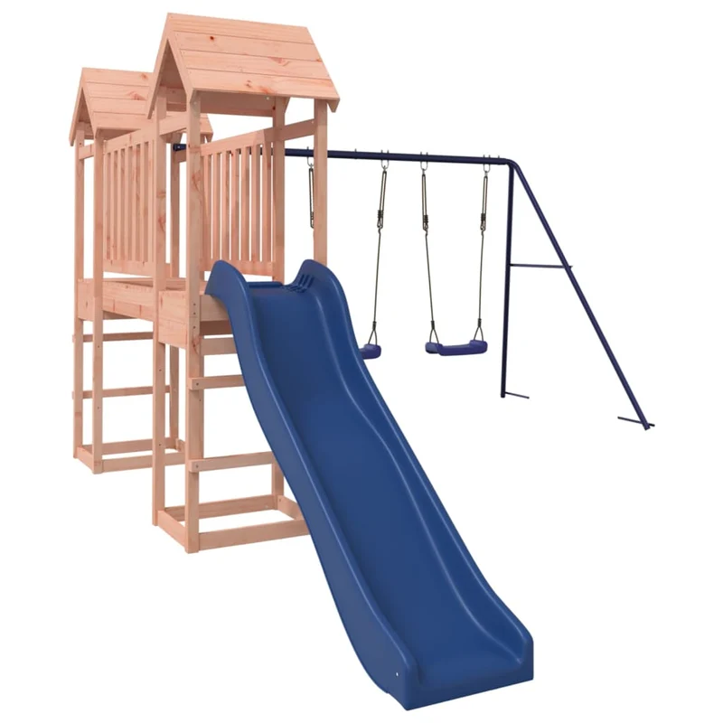 Aire de jeux d'extérieur balançoires toboggan portiques robuste jeux jardin 308 x 393 x 194 cm bois massif de douglas 02_0004732