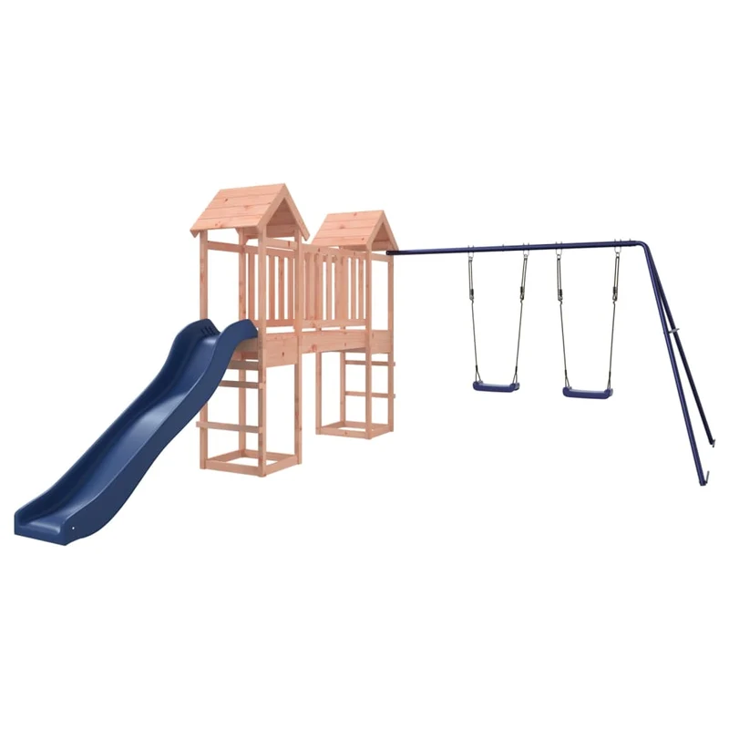 Aire de jeux d'extérieur balançoires toboggan portiques robuste jeux jardin 308 x 393 x 194 cm bois massif de douglas 02_0004732