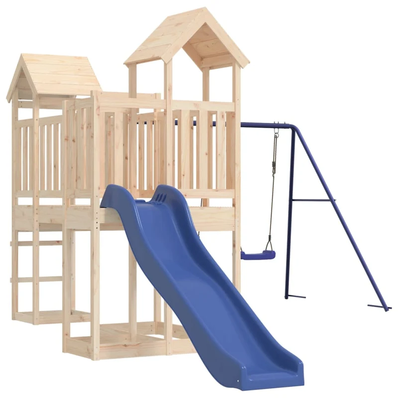 Aire de jeux d'extérieur balançoires toboggan portiques robuste jeux jardin 357 x 524 x 214 cm bois de pin massif 02_0004899